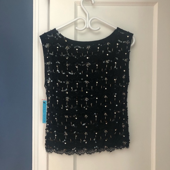 New with tags Alice + Olivia black sequin embellished party top sz XS - Picture 4 of 7